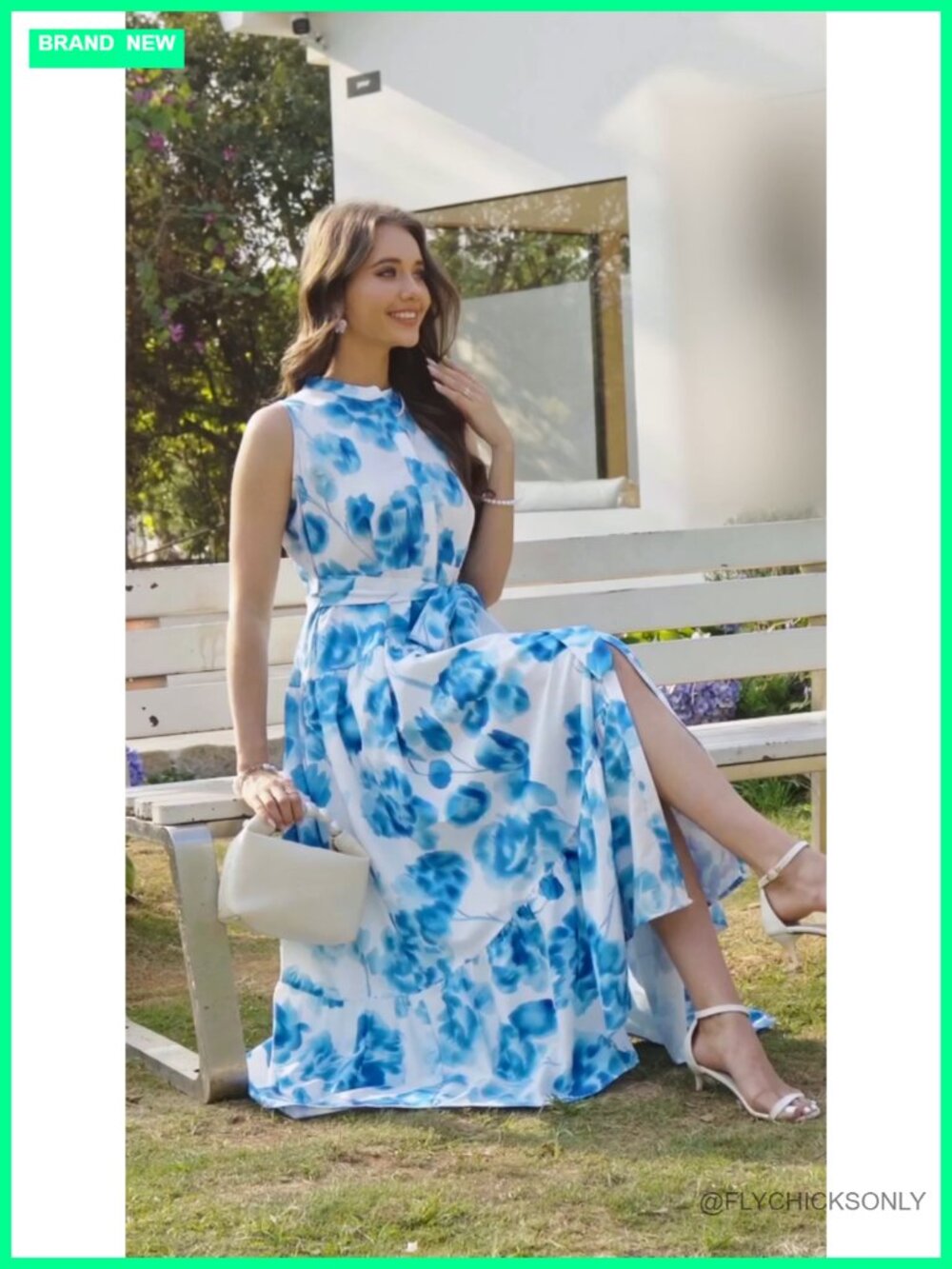 Sleeveless Floral Maxi Dress V-Neck Hidden Button Pockets Casual Vacation - Picture 6 of 6